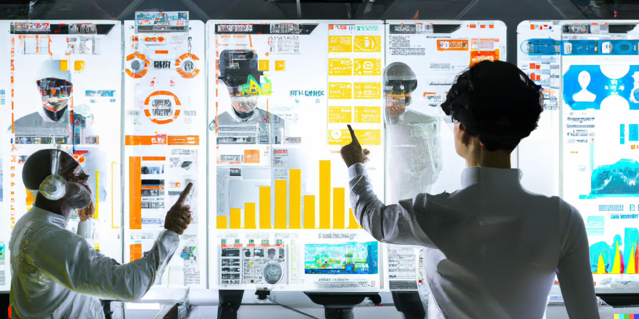 DALL·E 2022-11-21 21.55.41 - A future where multiple systems development engineers are looking at numbers and charts on a transparent augmented reality monitor..png