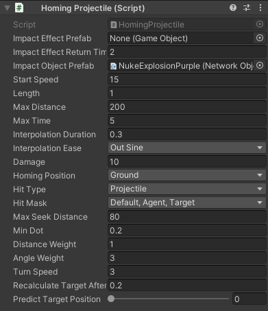 HomingProjectileコンポーネント