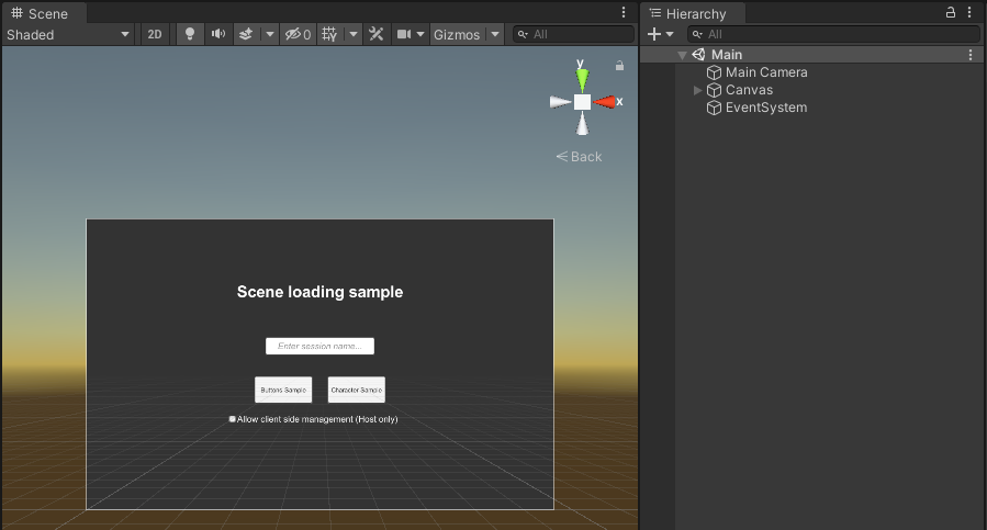 Mainシーンの状態