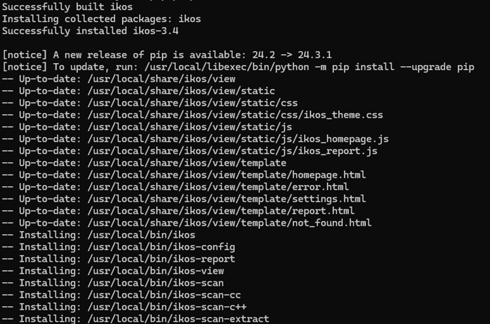 IKOS Analyzerインストール成功時のスクショ