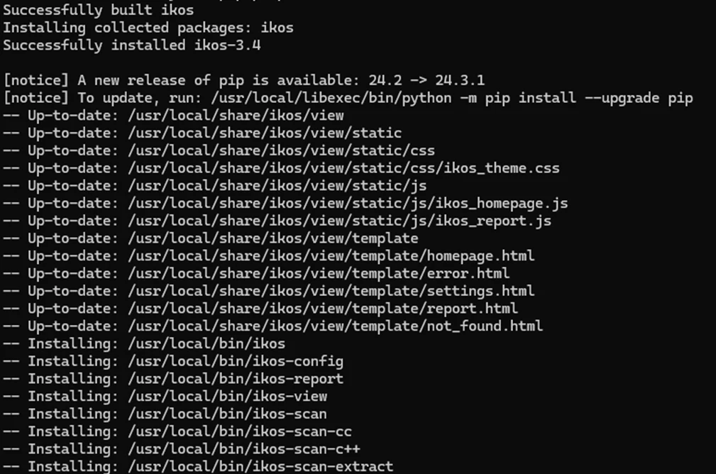 IKOS Analyzerインストール成功時のスクショ