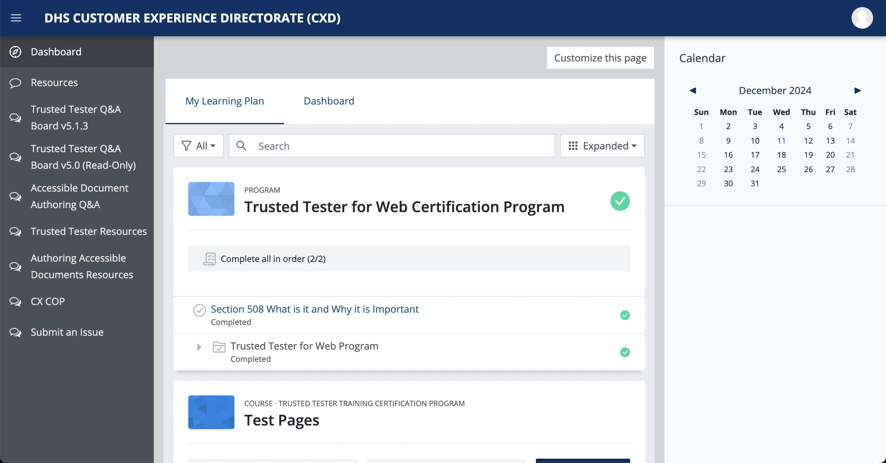 Trusted Tester受講ページ