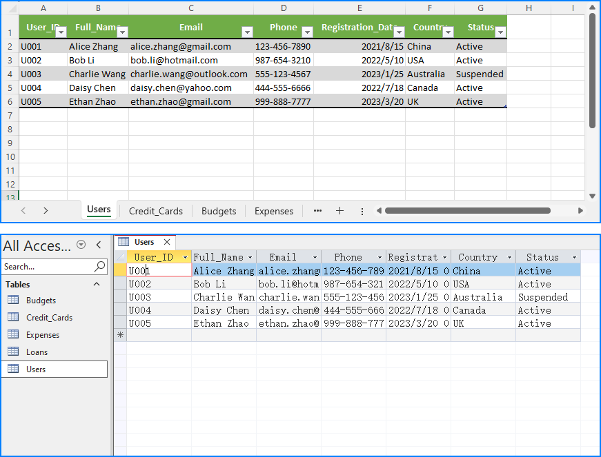 ExcelデータをAccessデータベースにインポートする