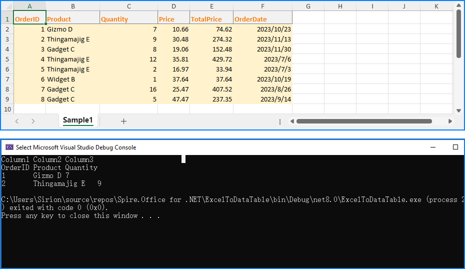 ExcelファイルからDataTableへデータを書き出す