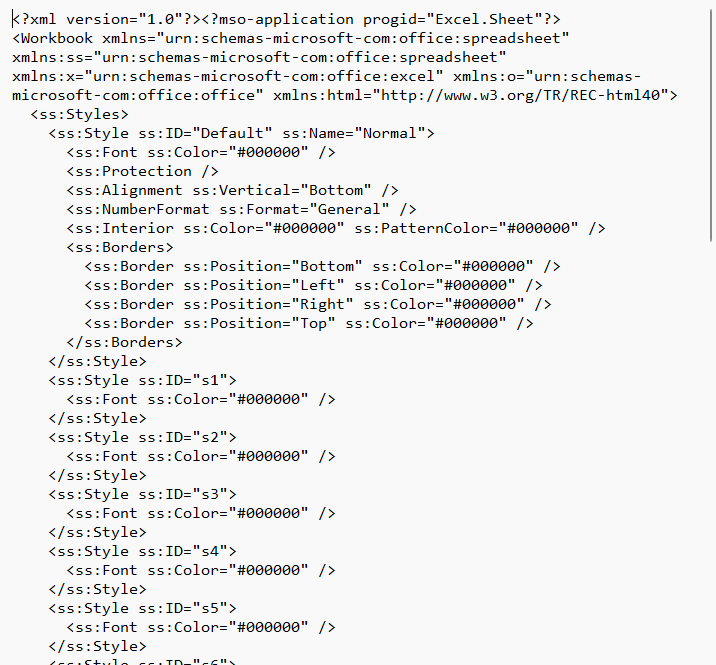 ExcelスプレッドシートをXMLに変換する