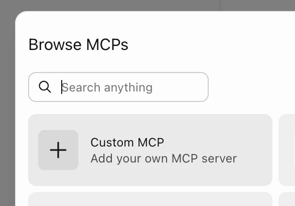 Browse MCPs画面のCustom MCP