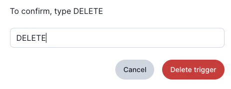 「DELETE」入力による削除確認ダイアログ