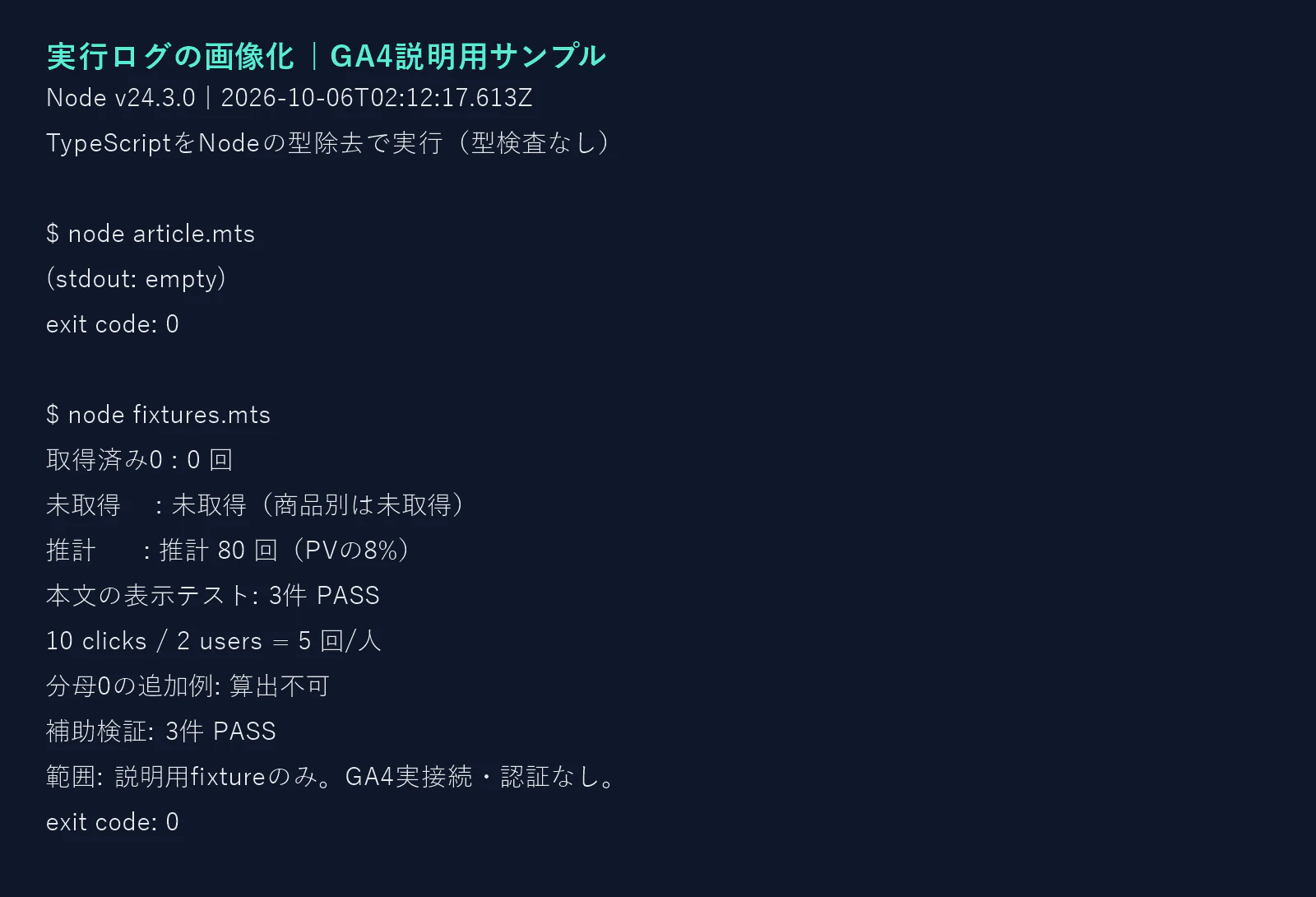 実行ログの画像化 GA4説明用TypeScriptサンプル