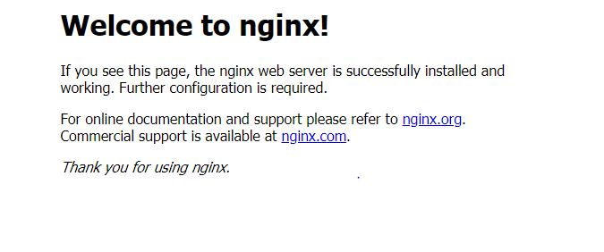 Nginx のトップページ