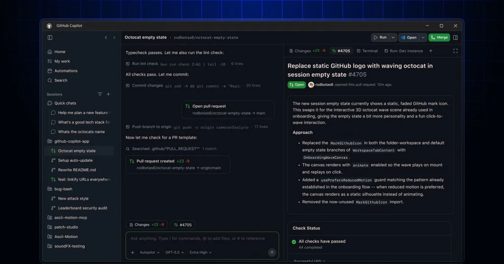 GitHub Copilot app の公式スクリーンショット