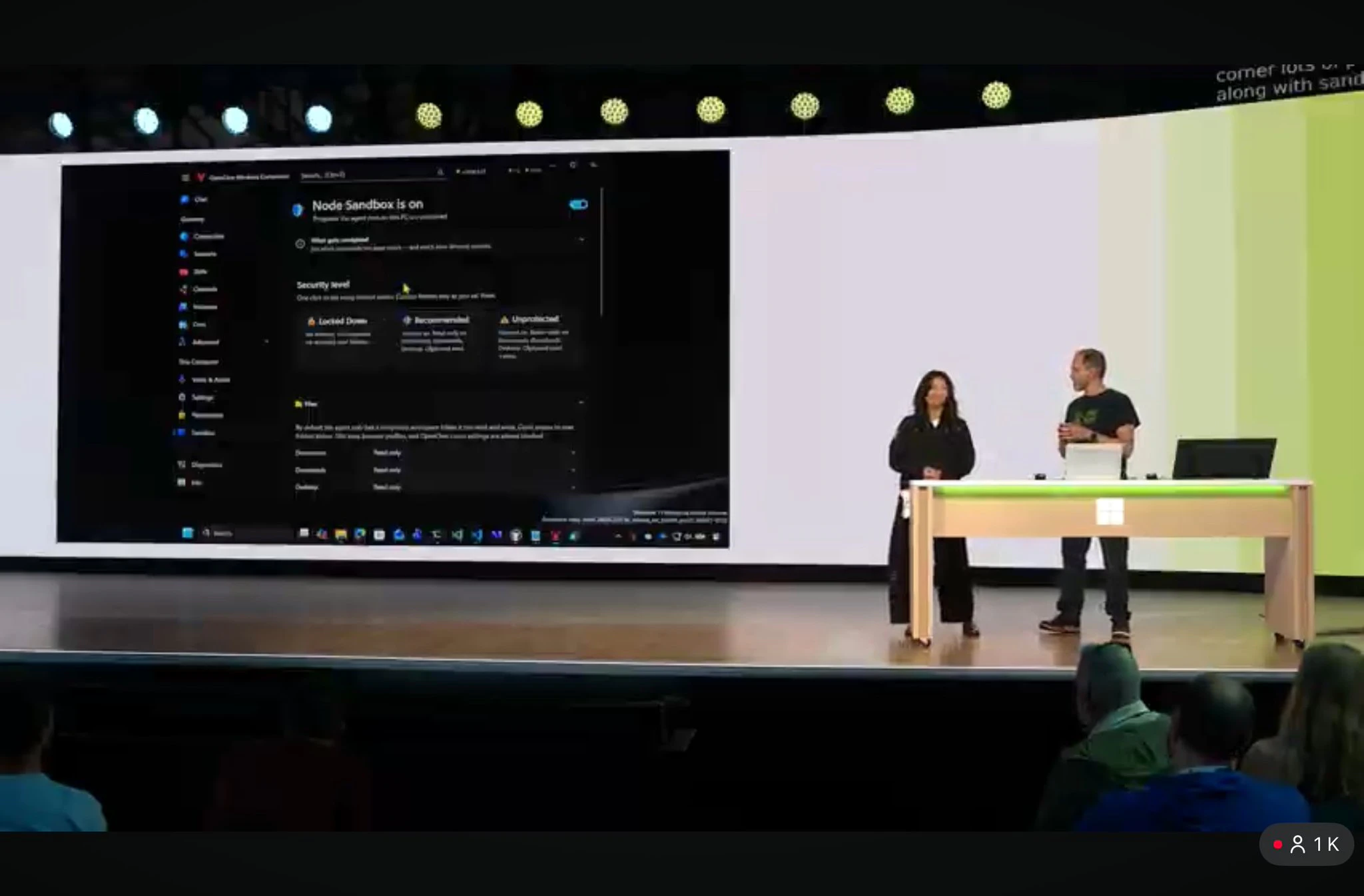 OpenClaw on Windows デモで Node Sandbox が見えている場面