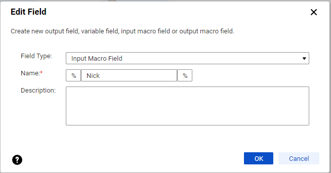 マクロ入力フィールドの設定