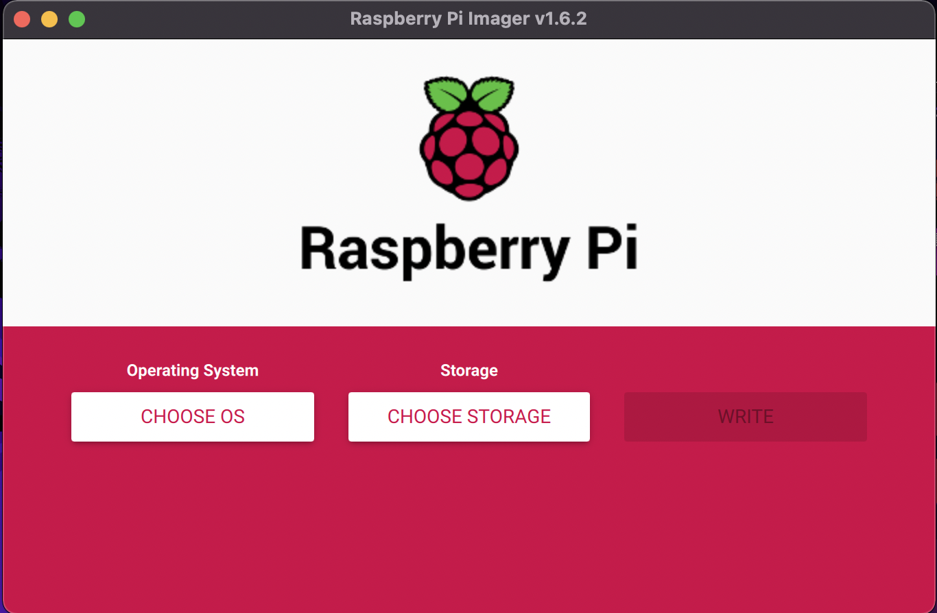 Raspberry Pi Imager の起動画面
