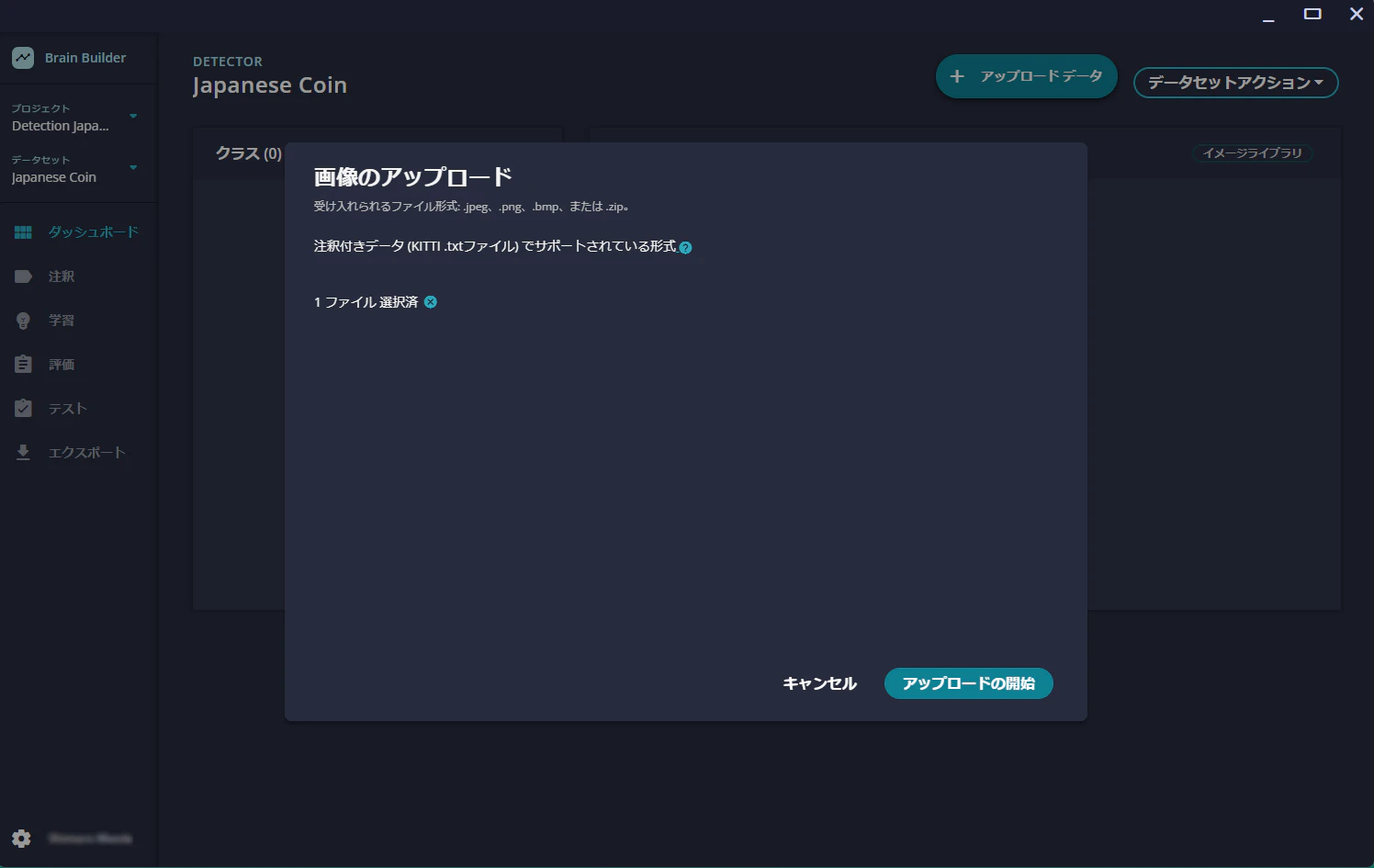 プロジェクトのデータセットの選択.png