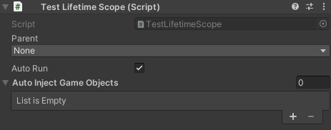 TestLifetimeScopeのインスペクタ