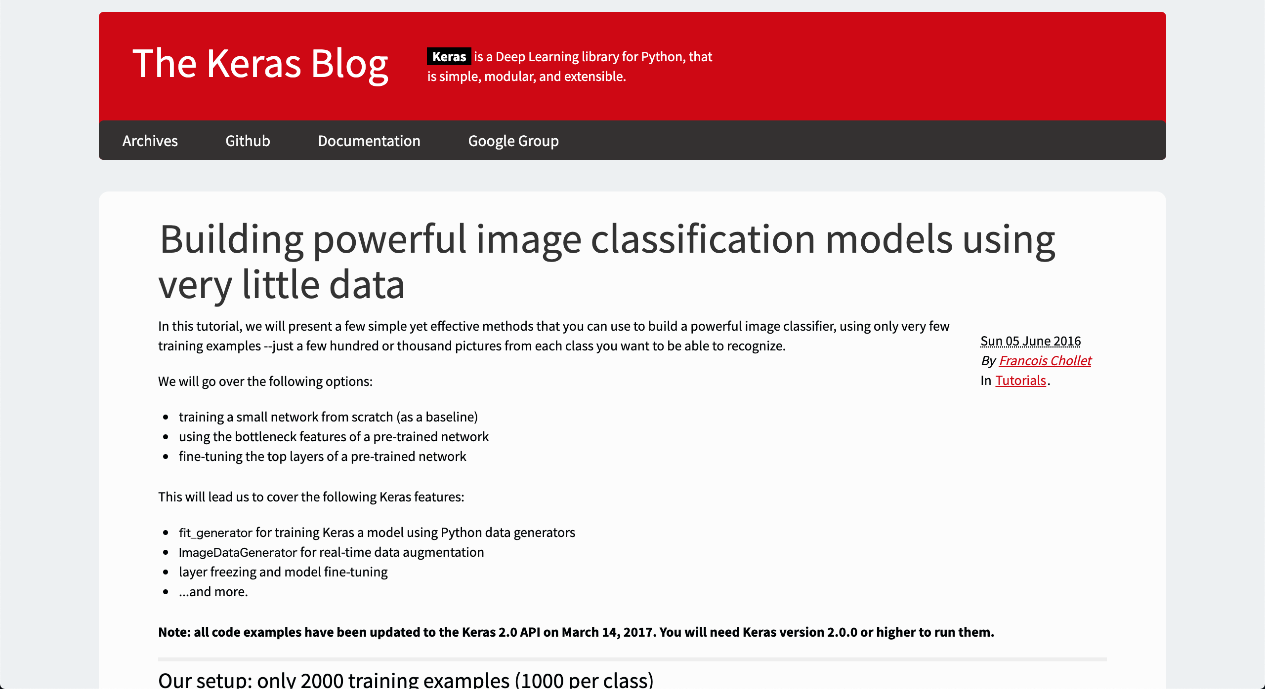 Building powerful image classification models using very little data