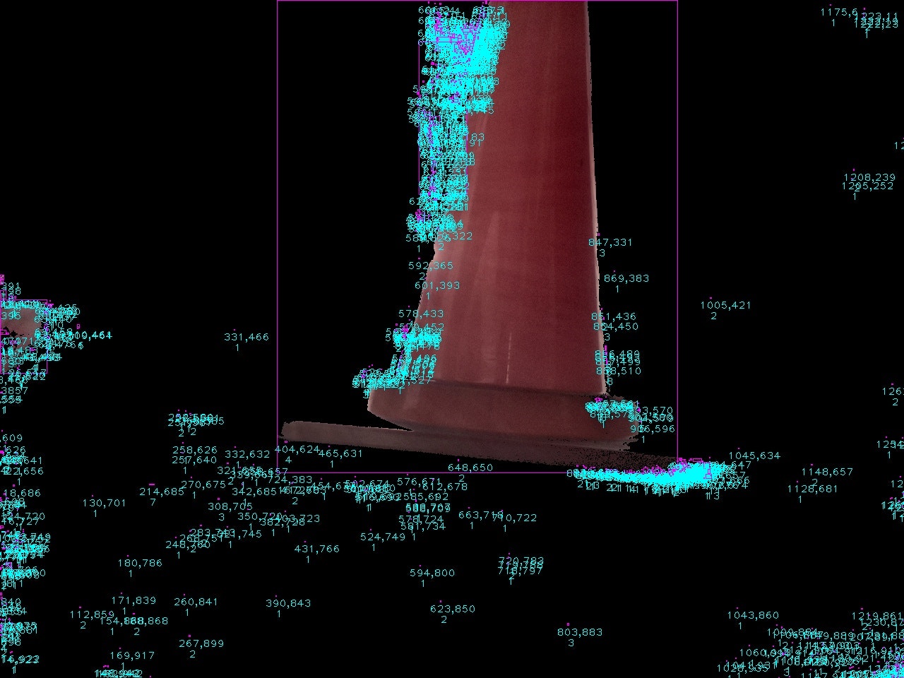 すべての連結領域にラベリングした画像