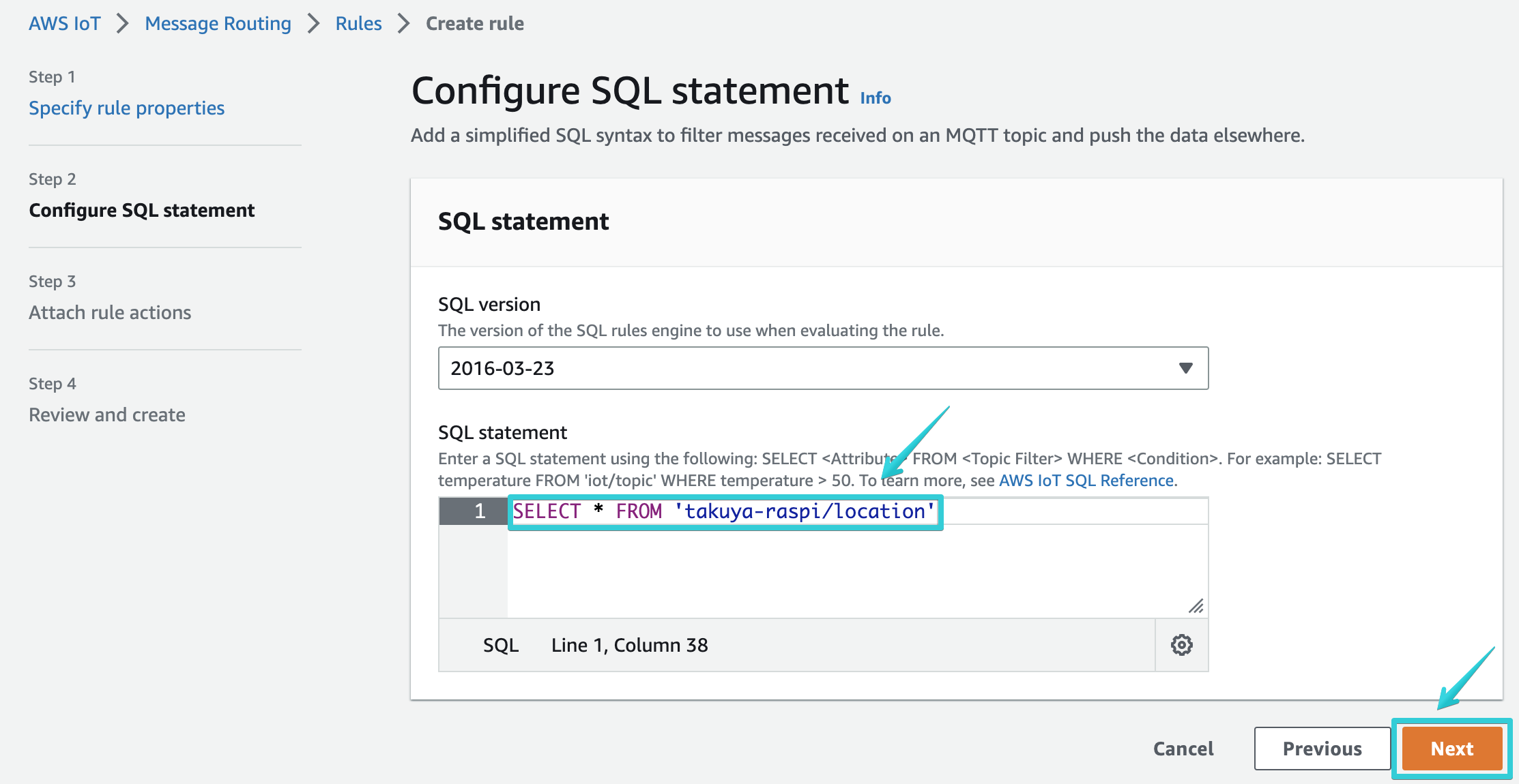 AWS IoT - Message Routing - Rules - Create rule 2022-12-10 18-00-10.png