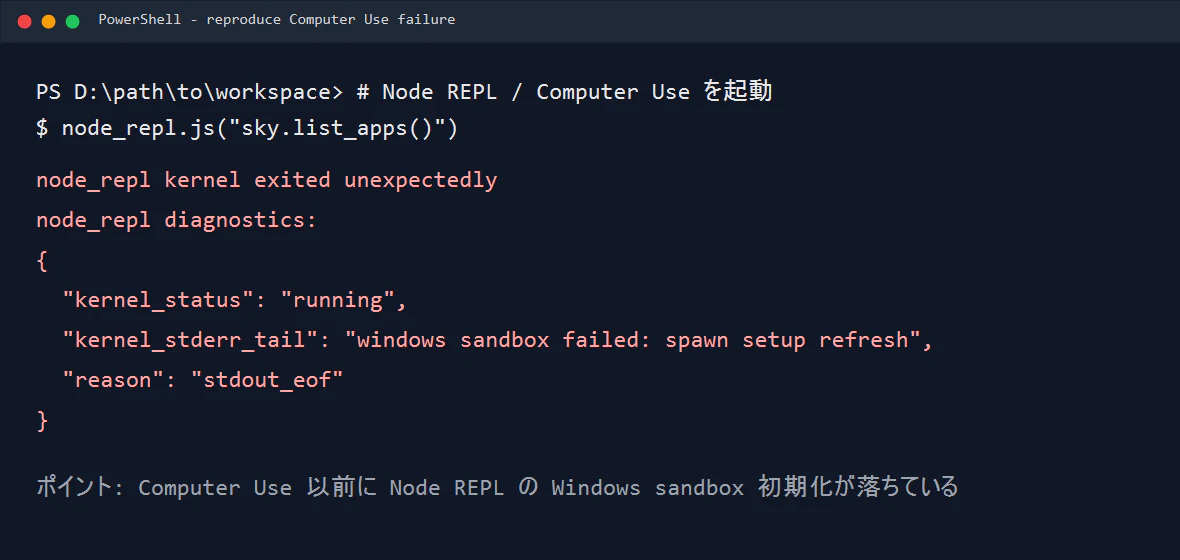 Node REPL failure