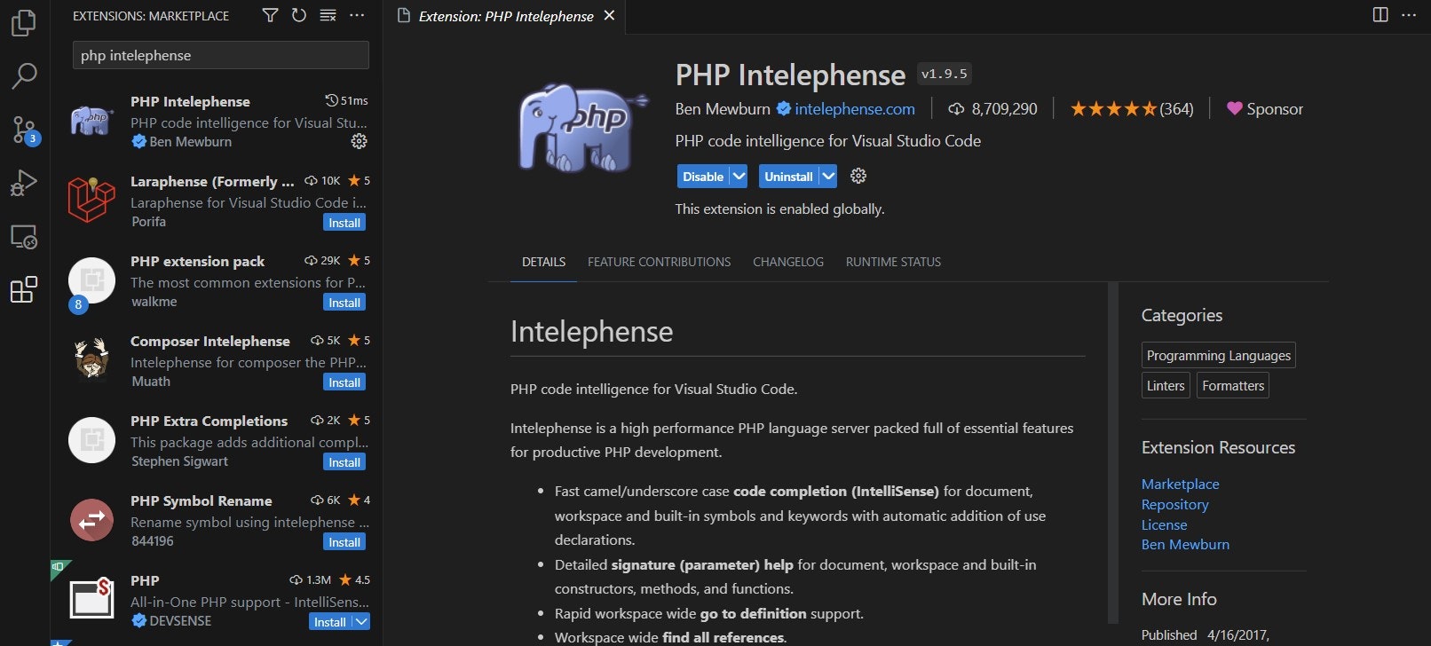 PHP Intelephense