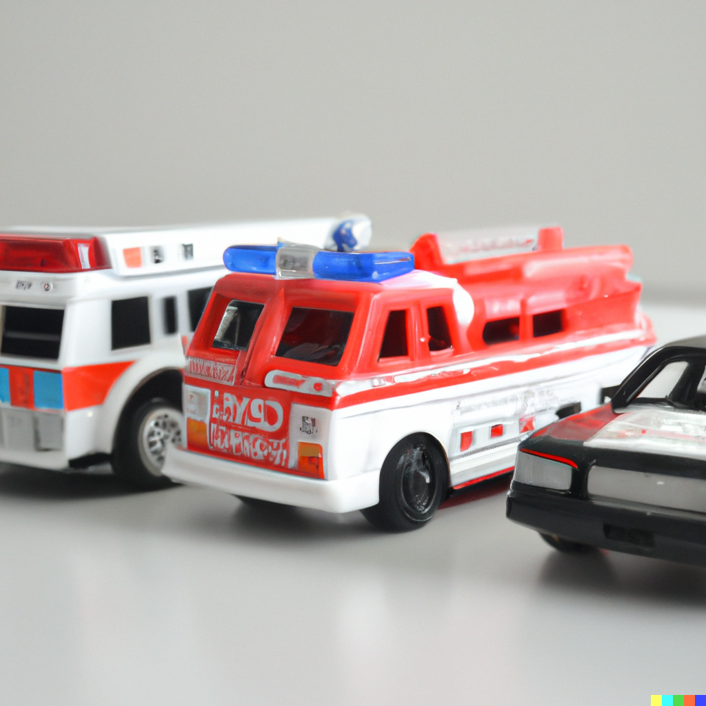 DALL·E 2022-08-05 02.03.41 - 3 miniture cars lined up. police car, fire engine and ambulance._plastic toy.png