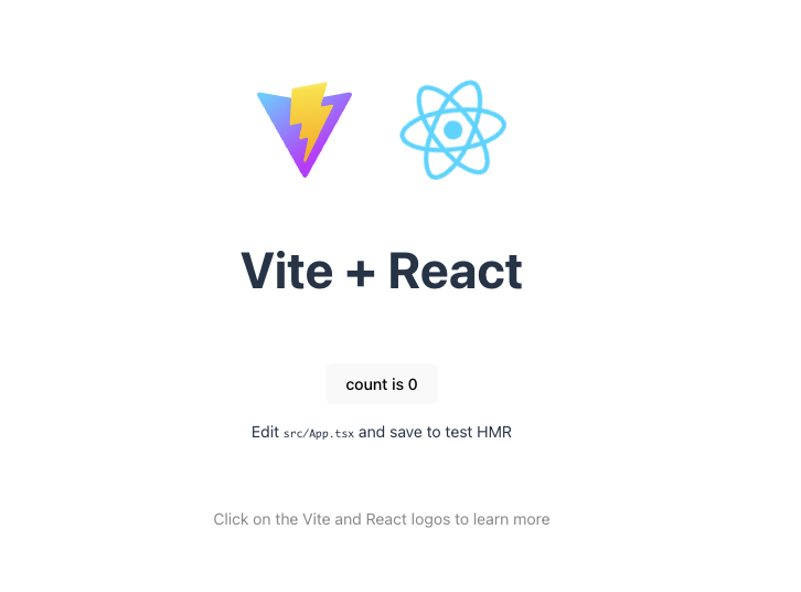 Vute + Reactで立ち上げたローカル開発画面のトップページ