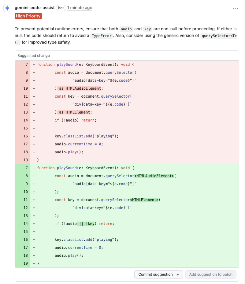 JavaScript30の最初の教材をTypeScriptで書いた際に、Geminiから受けたコードレビュー
