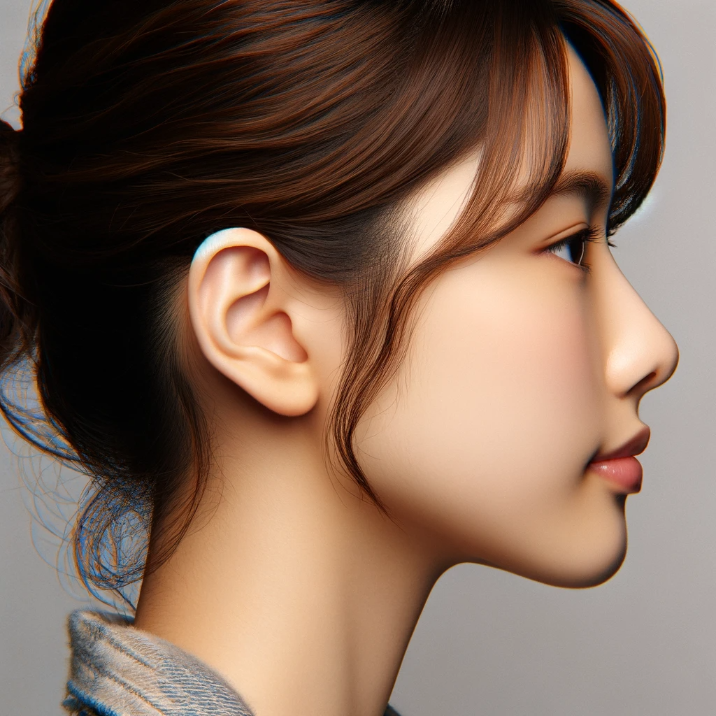 DALL·E 2023-12-30 11.49.43 - An 18-year-old Japanese woman, viewed in a complete right side profile. The focus is on a clear side view showing her nose, mouth, and chin lines dist.png