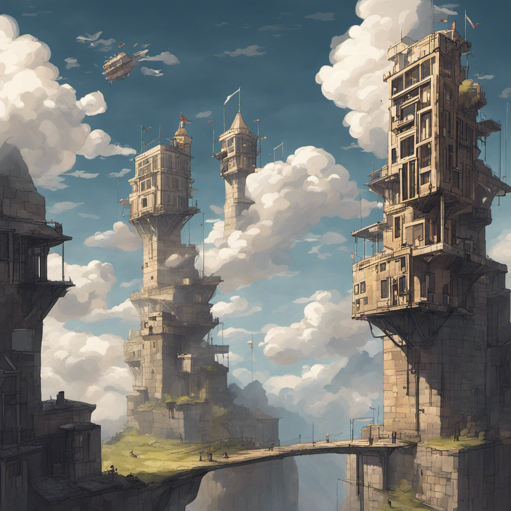 Here is a prompt to create a fortress in the sky in a sentence___Buildings are soaring into the sky like fortresses, with glass walls and steel frames that reach for the clouds.png