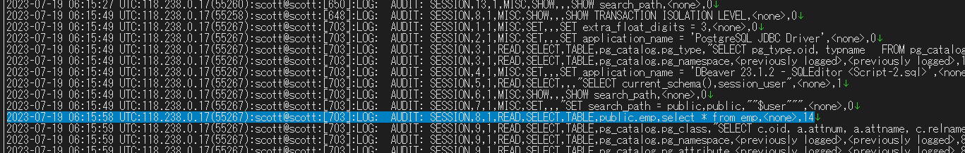 RDS for PostgreSQLでのpgaudit.log_rows出力
