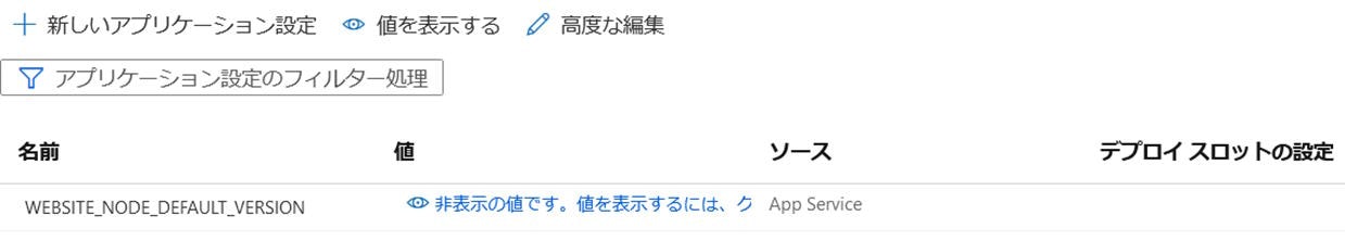 アプリケーション設定 運用スロット、スワップ前