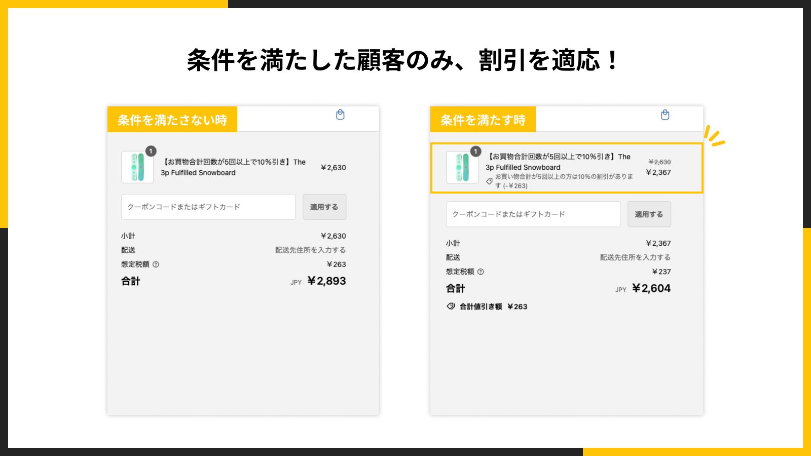 条件を満たした顧客のみ、割引を適応!