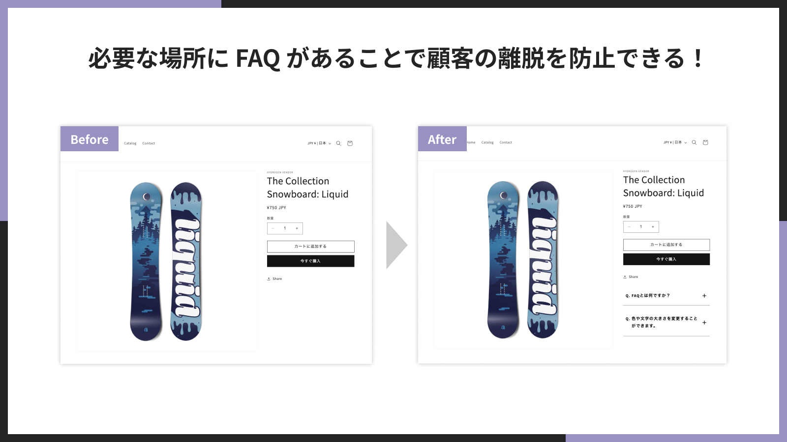 必要な場所に FAQ があることで顧客の離脱を防止できる!