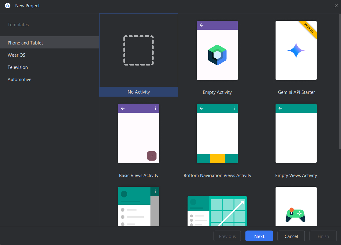 テンプレート選択画面