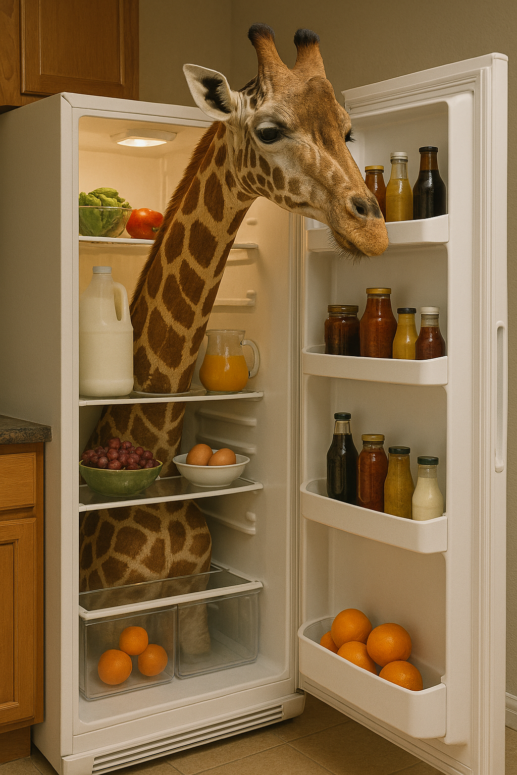 キリンを冷蔵庫に