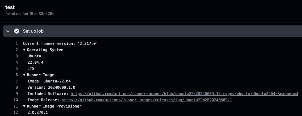 失敗し始めた時の runner の情報