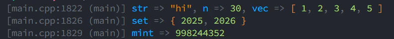debug出力のスクショ