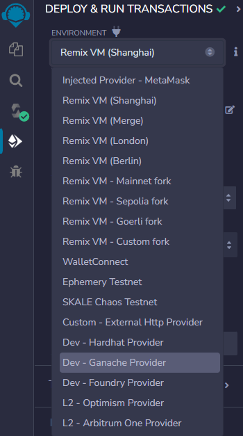 RemixでGanache選択する RemixでGanache選択する