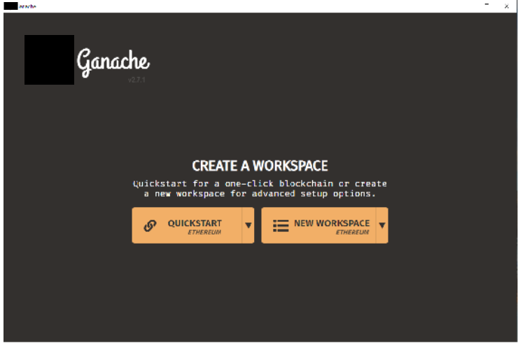 Ganache起動画面 Ganache起動画面