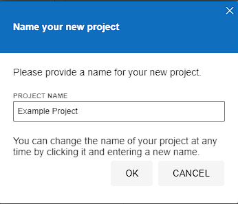 プロジェクト名入力画面
