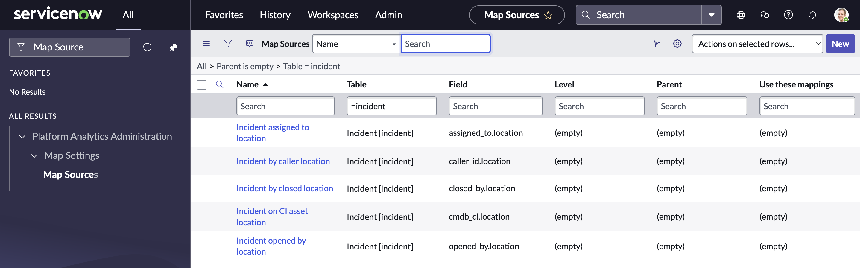 Map Sourceテーブル
