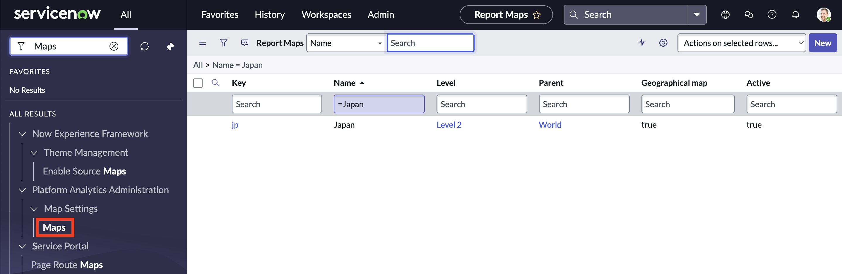 Report Mapテーブル