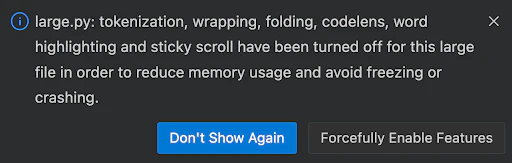 Syntax Highlighting Disabled for Large Files