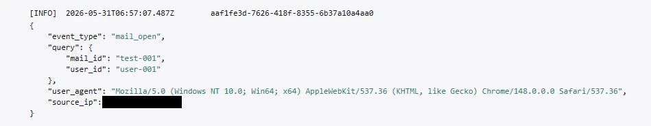 CloudWatch Logs に出力されたトラッキングログ