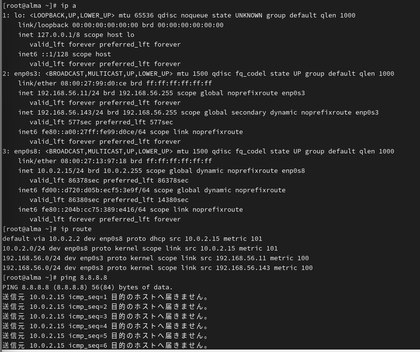 アドレスの取得はできているのに通信ができない