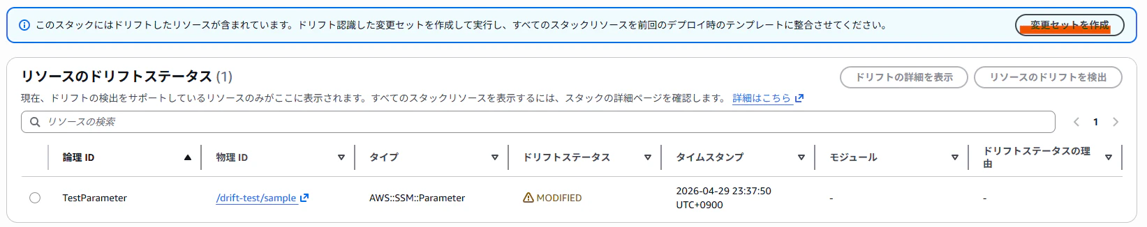 変更セットの作成