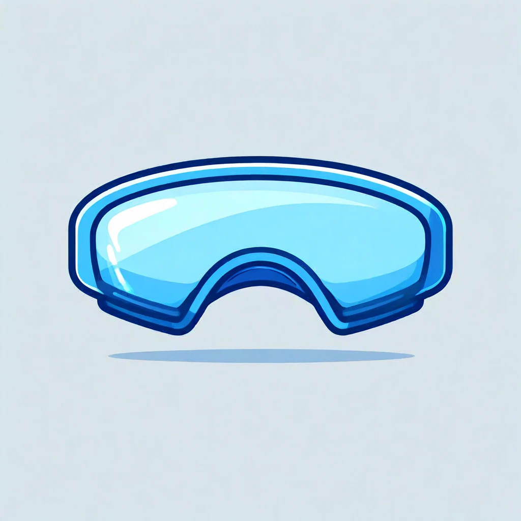 Draw futuristic smart lenses. This is a single, unified, transparent-looking lens unit, with absolutely no nose bridge, no ear arms, no frame, and no visible attachment parts._Style Extremely simplified, super flat, 2D anime cartoon a (1).png
