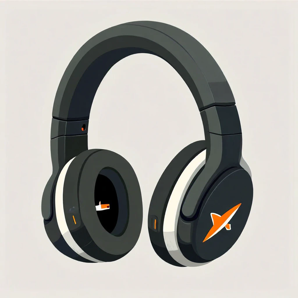 Draw headphones in an extremely simplified, super flat, 2D anime cartoon style.__Absolutely no outlines, no black borders, no shading, no gradients, no textures.__The colors should be solid and uniform, like a single-color sticker or cutout.png