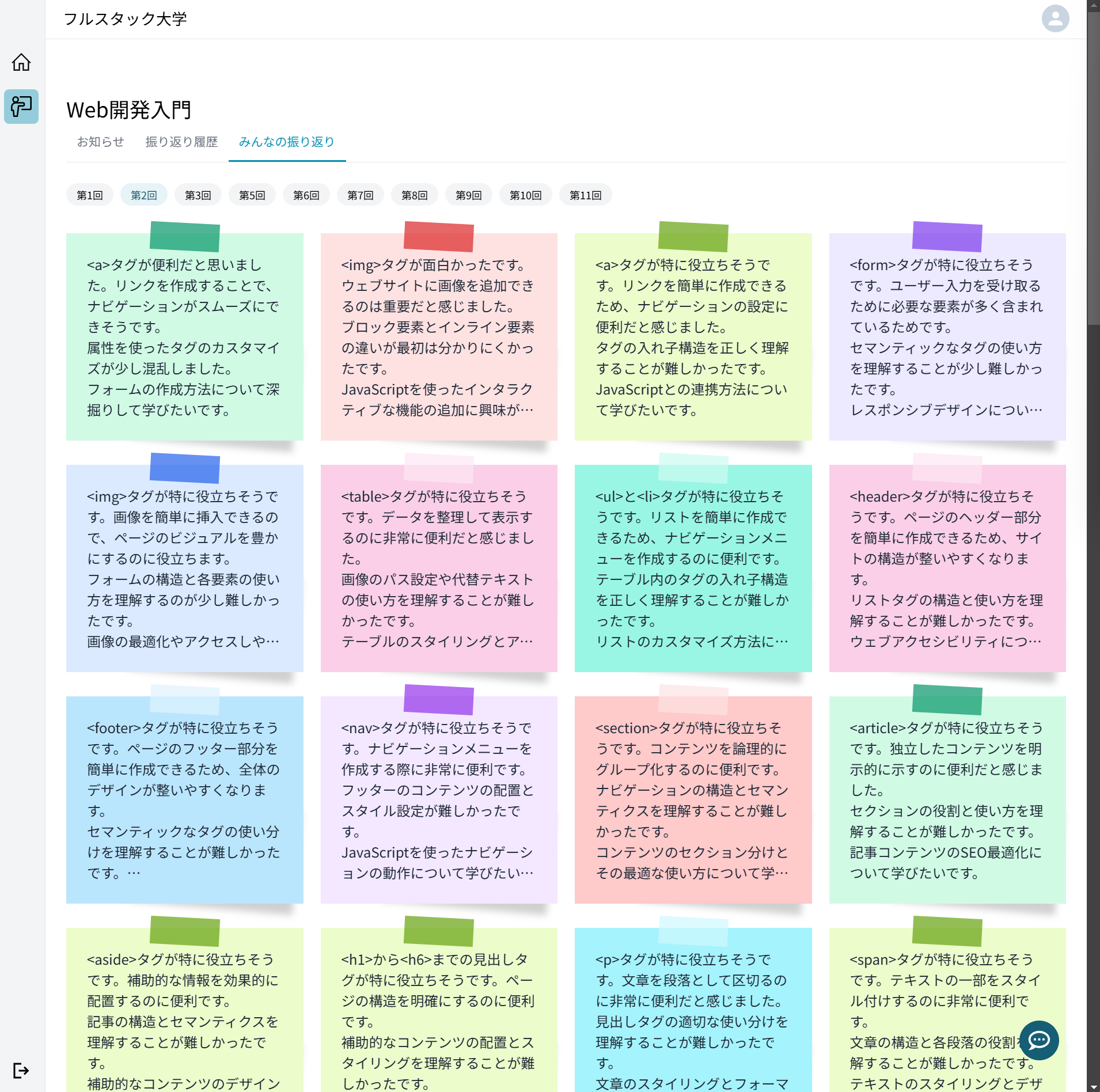 みんなの振り返り画像
