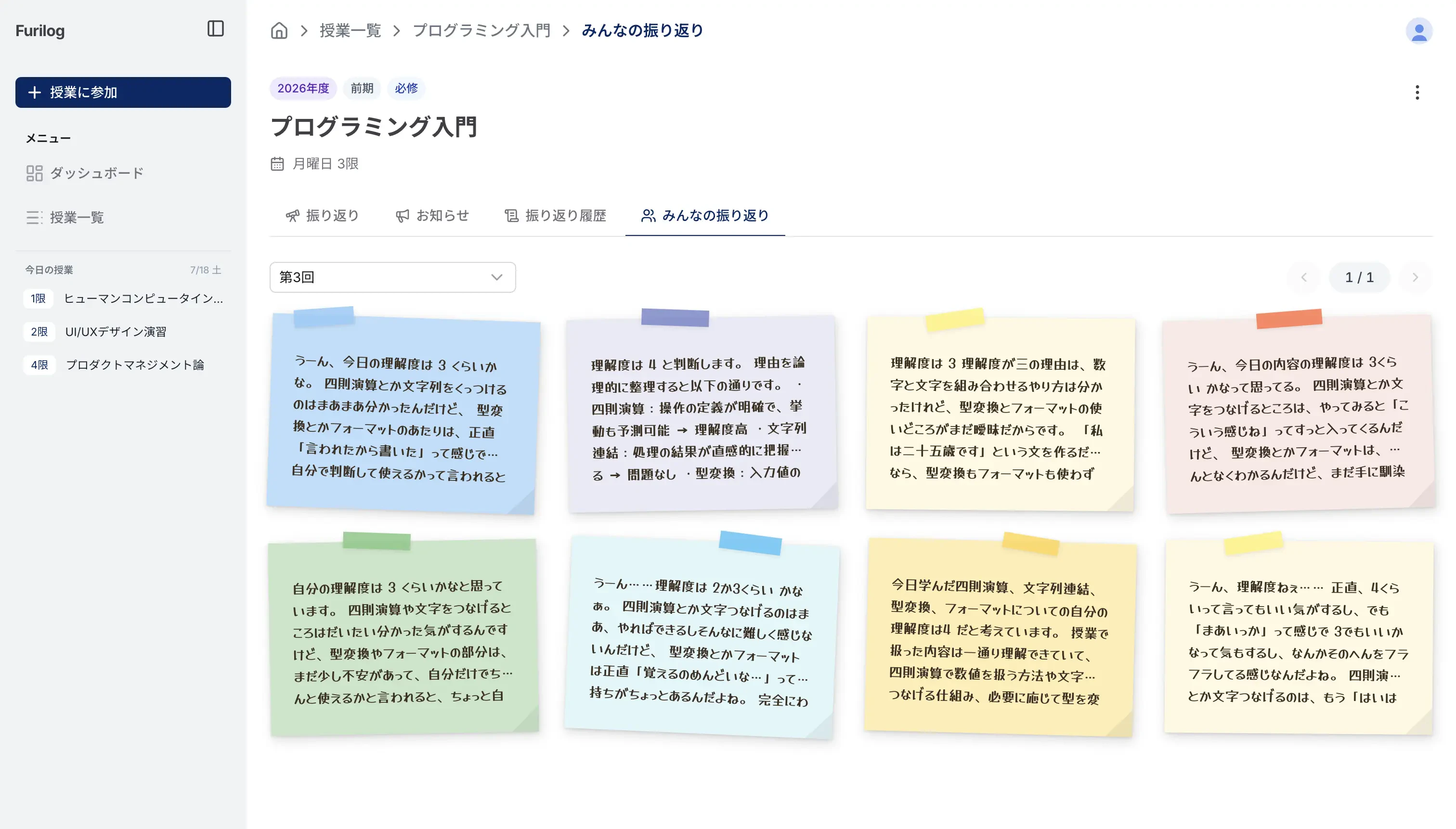 Furilog:みんなの振り返り